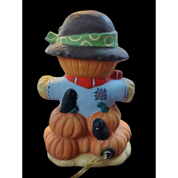 Vintage Ceramic‎ Mold Scarecrow Farmer Pumpkins Halloween Fall Decor Light Lamp - Picture 4 of 5
